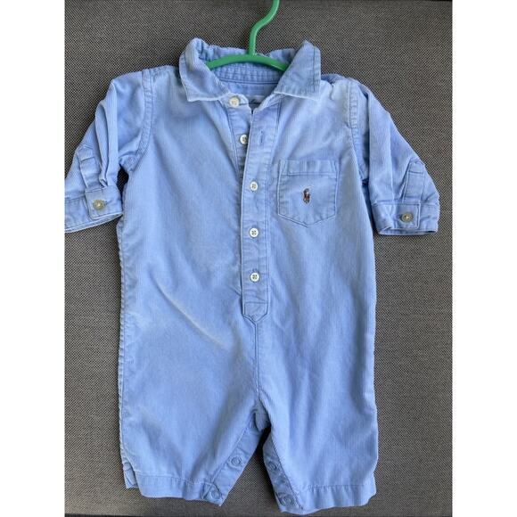 Ralph Lauren Pastel Baby Blue Corduroy 1pc Outfit Preppy Unisex Infant Boy 3M - Picture 1 of 7